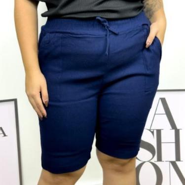 Imagem de Bermuda Plus Size Feminina Bengaline Plus Size Shorts Bermuda Ciclista