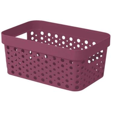 Imagem de Cesto Organizador Trama Rattan s/Tampa 4,5L Multiuso Plástico - Usual 