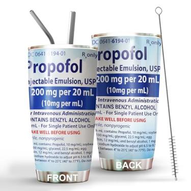 Imagem de MEDROC Copo Propofol para enfermeiras de aço inoxidável 590 ml, presente de formatura de estudante de enfermagem médica, presente de semana de enfermeiras para enfermeiras ICU ER emergência médico RN CRNA Vet Tech Copo de medicação cirúrgico