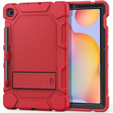 Imagem de Cantis Capa para Samsung Galaxy Tab S6 Lite 10,4 polegadas 2024/2022/2020 com suporte para caneta S, proteção resistente à prova de choque resistente para Samsung S6 Lite 10,4 polegadas, vermelho +