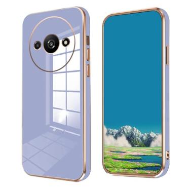 Imagem de Anlalish Compatível com Xiaomi Redmi A3 capa de silicone Xiaomi Redmi A3 capa de telefone 0,3 mm Funda fofa fina chapeamento acessórios de proteção para câmera capa à prova de choque (cinza)