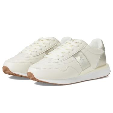 Imagem de Polo Ralph Lauren Tênis esportivo feminino Train 89 (criança pequena), Creme/ouro macio, 2.5 Little Kid