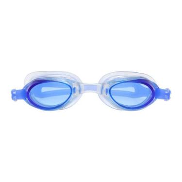 Imagem de Óculos de Natação Azul Silicone Tiras Ajustáveis Visão Cristalina - Be