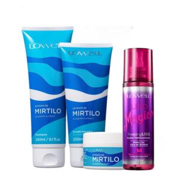 Imagem de Kit Lowell Extrato de Mirtilo Home Care Liss Termoativado (4 produtos)