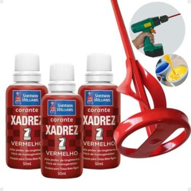 Imagem de Corante Líquido Bisnaga 3 Unidades + Misturador de Tinta - Xadrez,  Ve