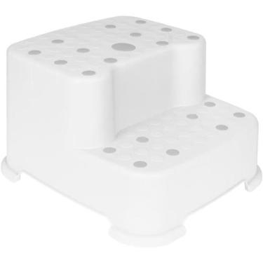 Imagem de Degrau Duplo Escadinha Infantil Antiderrapante Suporta 80kg Acesso Vas