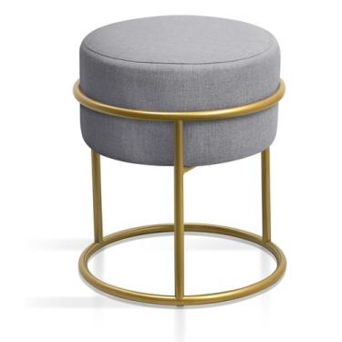 Imagem de Banqueta para Quarto Sala Penteadeira Decoração Argola de Ferro Dourad