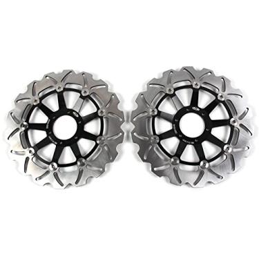 Imagem de 1 par de discos de freio dianteiros flutuantes de rotores compatíveis com Honda XL1000V VARADERO 1999-2011, GL1500 F6C VALKYRIE 1997-2003, GL1800 Goldwing 1800 2001-2017, peças pretas de acessórios de