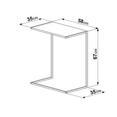 Imagem de Mesa Lateral Estrutura em Aço 58cm Complementos Artesano, Hanover/Pret
