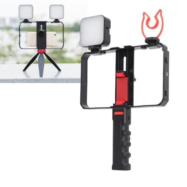 Imagem de Kit de Equipamento de Gaiola de Vídeo para Smartphone, Estojo de Produção de Filmes, Estabilizador de Smartphone, Punho para Celular, Luz de Preenchimento, Microfone,