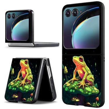 Imagem de ACWDMKH Capa para Motorola Moto Razr 2024, capa de celular para Moto Razr 50 fofa e rígida PC ultrafina, antiarranhões, à prova de choque, sapo colorido