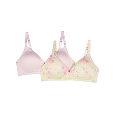 Imagem de TAHARI Pacote com 2 sutiãs de treinamento sem aro para meninas – Macio, ajuste ajustável, Baunilha francesa, rosa, 34A