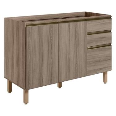 Imagem de Balcao Para Pia 2P 3G 120cm MDF Kali 16417 Carvalho Toq Carvalho Toq N