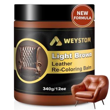 Imagem de WEYSTOM Bálsamo de recoloração de couro, corante de couro, restaurador de cor de couro, reparo de arranhões de couro, restaurador de couro para sofás, kit de reparo de couro para móveis, removedor de