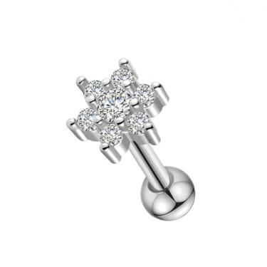 Imagem de FLORA PIERCING MINIBARBELL PRATA 925 FLOR ZIRCÔNIA1.2X8