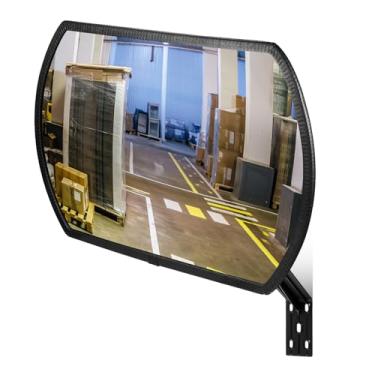 Imagem de Geetery 1 espelho de segurança convexo de garagem 76.2 cm x 50.8 cm Outdoor Indoor Round Acrylic Traffic Corner Mirror Blindspot para estacionamento na parede com película protetora para entrada de
