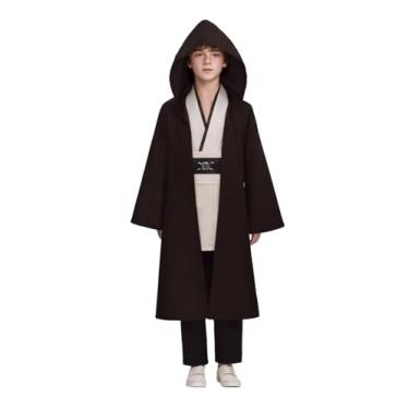 Imagem de Dingmcoy Deluxe Hooded Jedi Robe Costume for Children Knight Tunic Costume Obi Wan Kenobi Halloween Outfits (White, X-Large)