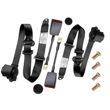 Imagem de Pacote com 2 almofadas de cinto de segurança de 3 pontos universal ajustável conjunto de voltas retráteis para kart, carrinho de golfe de clube, UTV, VR, minivan, SUV, carros, bugggies, picapes,