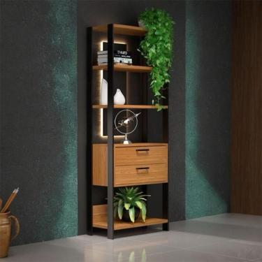 Imagem de Estante Organza 2 GV Freijó e Preta 74 cm - Mobly