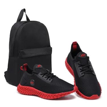 Imagem de Tênis Masculino Ascension Preto + Mochila Básica – Leve, Confortável e Ideal para Caminhada, Academia e Uso Diário (Vermelho, BR, Adulto, Numérico, 40)