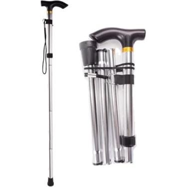 Imagem de Bengala Para Idosos Bengala Para Mulheres E Homens Retrátil Seção Dobrável Bengala De Trekking Ao Ar Livre Prática Bengala Dobrável Para Auxiliares De Viagem, Silver