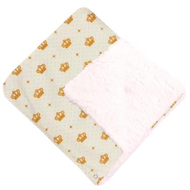 Imagem de Cobertor Para Bebê Estampado Dupla Face Manta Coroa Bege