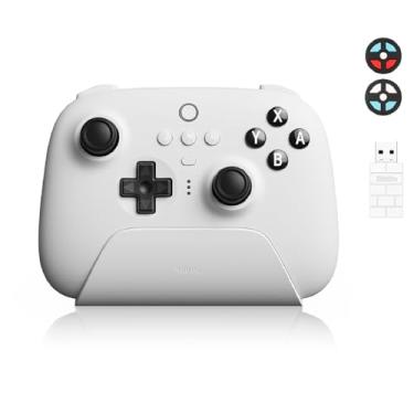 Imagem de 8Bitdo Controle Bluetooth definitivo com base de carregamento, controle Bluetooth sem fio para switch e Windows (branco)