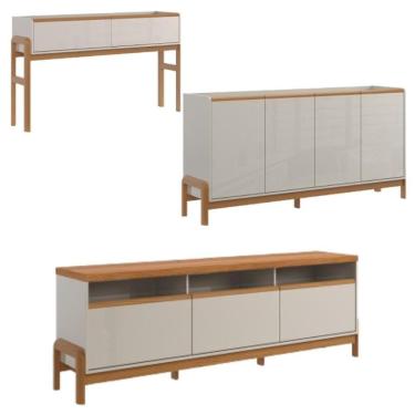 Imagem de Rack + 3g Elegance + Aparador + Buffet Off White New Jequitiba - Lukaliam Móveis