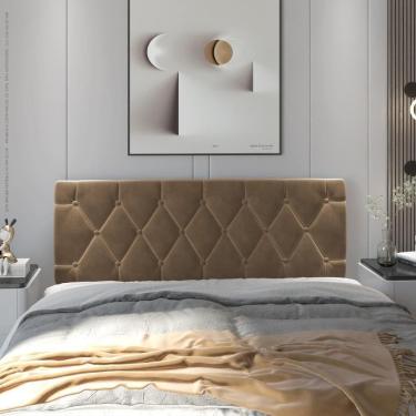 Imagem de Cabeceira Almofadada Paris 90 Cm - Suspensa Suede Mdf Bege - Movelove