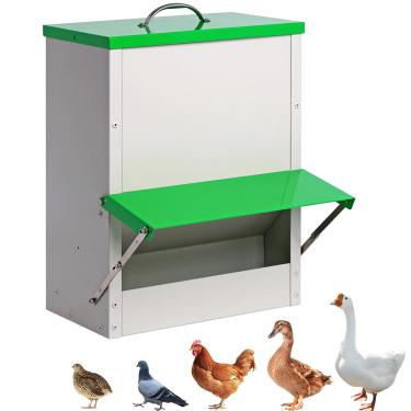Imagem de Alimentador automático de frango de 11,3 kg, alimentador de aves, sem desperdício, grande alimentador de galinheiro com tampa para pendurar codorna, galinhas, patos, alimentador externo à prova d'água