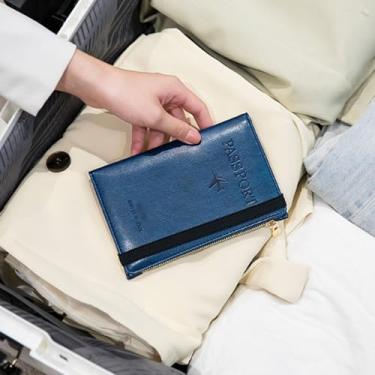 Imagem de Carteiras para passaporte, bolsa de viagem, porta-cartão, multifuncional, antifurto, porta-passaporte, carteira de identidade, negócios, viagem, porta-passaporte, Azul-escuro, One Size, Americano