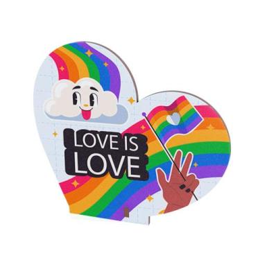 Imagem de Kit 50 MDF Coração Lembrancinhas Decorativo - Abstratta, LOVE IS LOVE