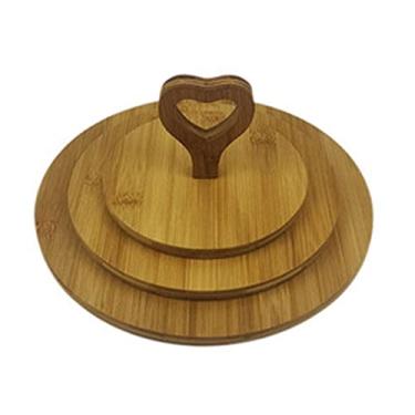 Imagem de Suporte de bolo 3 camadas prato de bolo de sobremesa de madeira bandeja de armazenamento de frutas organizador de cozinha de madeira para exibição de bolo prato de servir prato de bolo de casamento