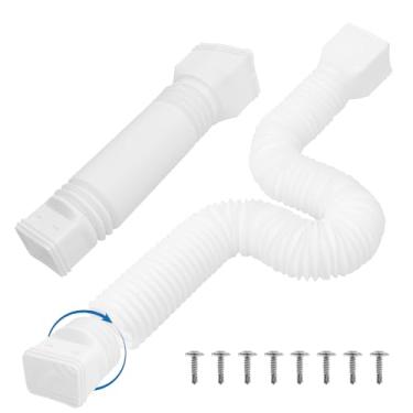 Imagem de 2 peças de extensões de calha de chuva, extensor de calha flexível, extensor de drenagem de bico para baixo, conector de tubo de drenagem de água da chuva - design telescópico de 40 a 139 cm, sem