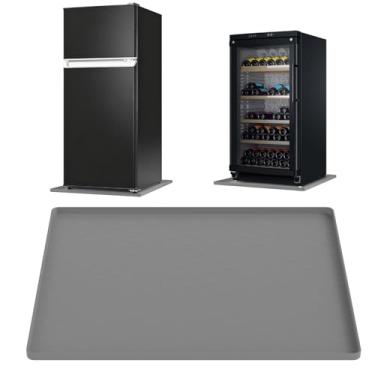 Imagem de AIZOE Mini tapete de geladeira, bandeja coletora de mini geladeira, 60 x 50 cm, tapetes de geladeira, bandeja de máquina de lavar para proteção de piso, cinza com padrão de colmeia