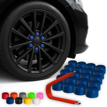 Imagem de Capa de vinil com parafuso ColorLugs | Tampa de porca com parafuso de ajuste flexível | 2,54 cm de profundidade | Inclui extrator de luxo | Disponível em uma variedade de cores | Feito nos EUAColorLugs 17 mm, 20-Pack azul CLB