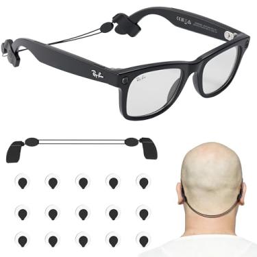 Imagem de Kit de acessórios HiBloks para óculos Ray-Ban Meta, incluindo 15 peças de adesivos com bloqueio de luz LED e 1 conjunto de corrente ajustável para óculos de sol sem alça traseira para Wayfarer/Skyler
