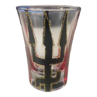 Imagem de Copo Dose De Cachaça Vidro Exú Tridente Com Fogo 45 Ml Nadir