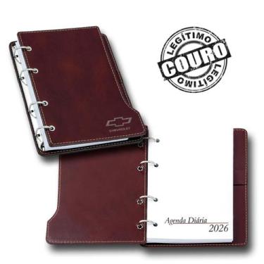 Imagem de Agenda Diária 2026- A5 Em Couro Vinho - Finess Presentes