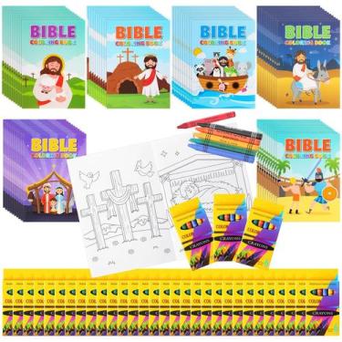 Imagem de Livro de colorir Gilprop Christian com lápis de cor 336 unidades para 