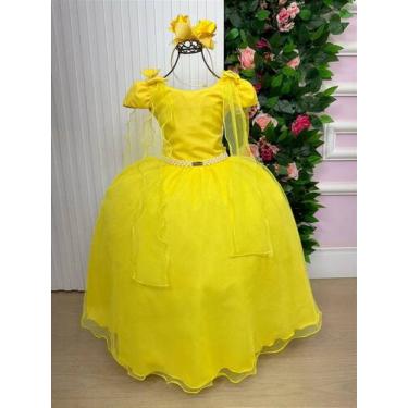 Imagem de Vestido de Festa Infantil Longo Amarelo para Daminha Menina - no-brand