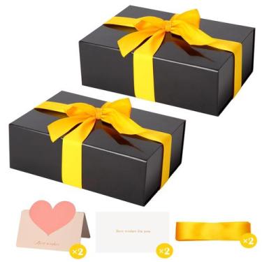 Imagem de Caixas de presente ZUVYRO Black Glossy 28x18x9 cm Magnéticas x2