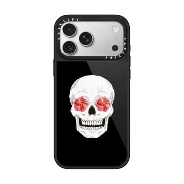 Imagem de CASETiFY Capa Glaze para iPhone 17 Pro Max [acabamento brilhante/compatível com Magsafe/1,5 m. 1X proteção contra quedas de grau militar] - caveira de flor - preta