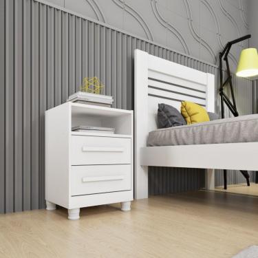 Imagem de Mesa De Cabeceira Barcelona Com Pés E 2 Gavetas Tcil Neve