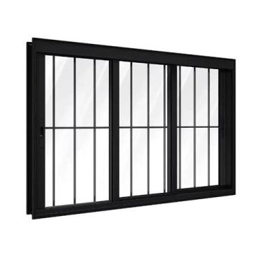 Imagem de Janela 3 Folhas Vidro com grade Alumínio Branco ou Preto Linha 25 Supr