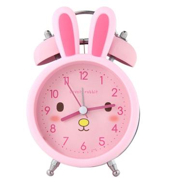 Imagem de Despertador: lindo movimento silencioso em forma de coelho rosa