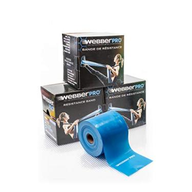 Imagem de WEBBER Conjunto de faixas de resistência TPE, hipoalergênico, sem látex para exercícios, fitness, treino, ioga, pilates, treinamento de força e resistência (azul (duro), rolo (22,5 m - 75 pés))