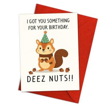 Imagem de Podagree Funny Birthday for Him or Her – I Got You Something for Your Birthday – Deez Nuts – Presente hilário para amigos, namorado, namorada, irmão – 14 x 20 cm dobrado com envelope