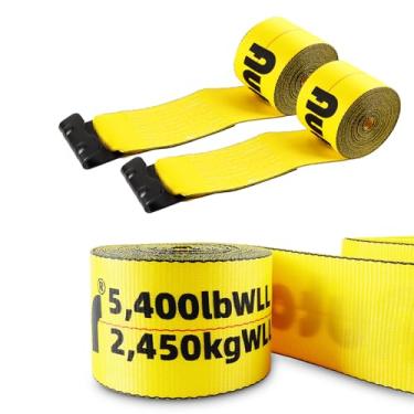 Imagem de Correias de guincho de 10 cm x 7,6 m com gancho plano tiras de amarração de caminhão 7,348 kg capacidade de carga controle de carga para plataformas, caminhões, trailers, fazendas, resgate, protetor