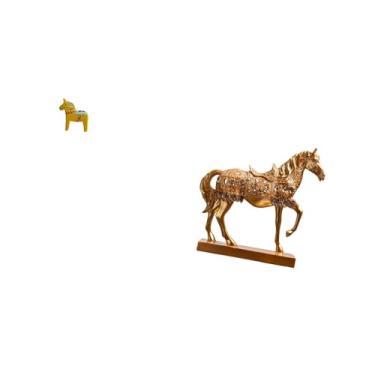 Imagem de Fenteer Estatueta de Cavalo Sueco Dalecarlian, Ornamento, Escultura Animal Colecionável, Estátua de Cavalo de Resina Gravada para Estante, Armário de Entrada,